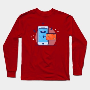 Handphone With payment Application And Bank Card Cartoon Long Sleeve T-Shirt